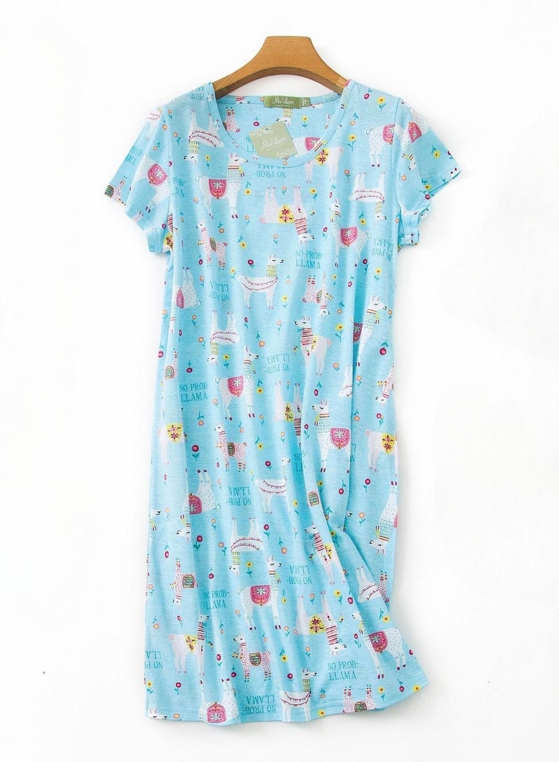 Cute Cartoon Cotton Homewear Knitted Sweet Large Short Sleeve Round Neck Pajamas