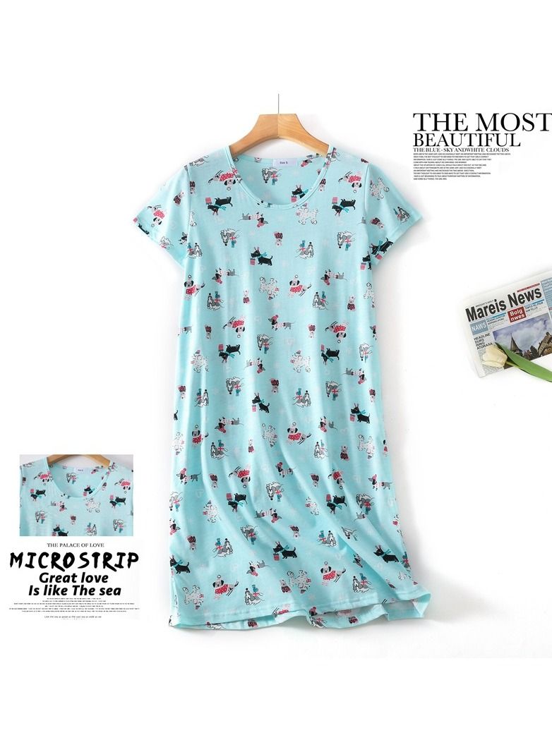 Cute Cartoon Cotton Homewear Knitted Sweet Large Short Sleeve Round Neck Pajamas