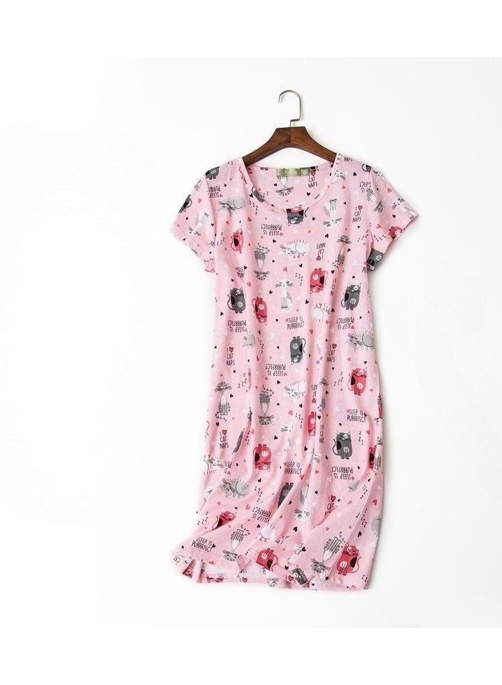 Cute Cartoon Cotton Homewear Knitted Sweet Large Short Sleeve Round Neck Pajamas