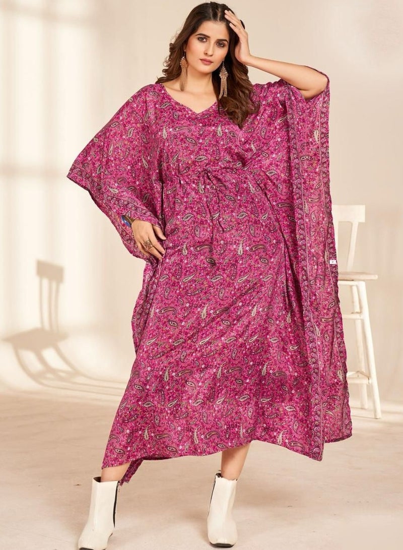 KAFTAN LINEN FLORAL PATTERN