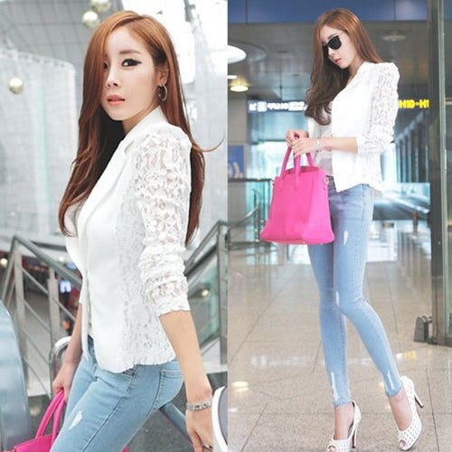 Long Sleeves Blazer White