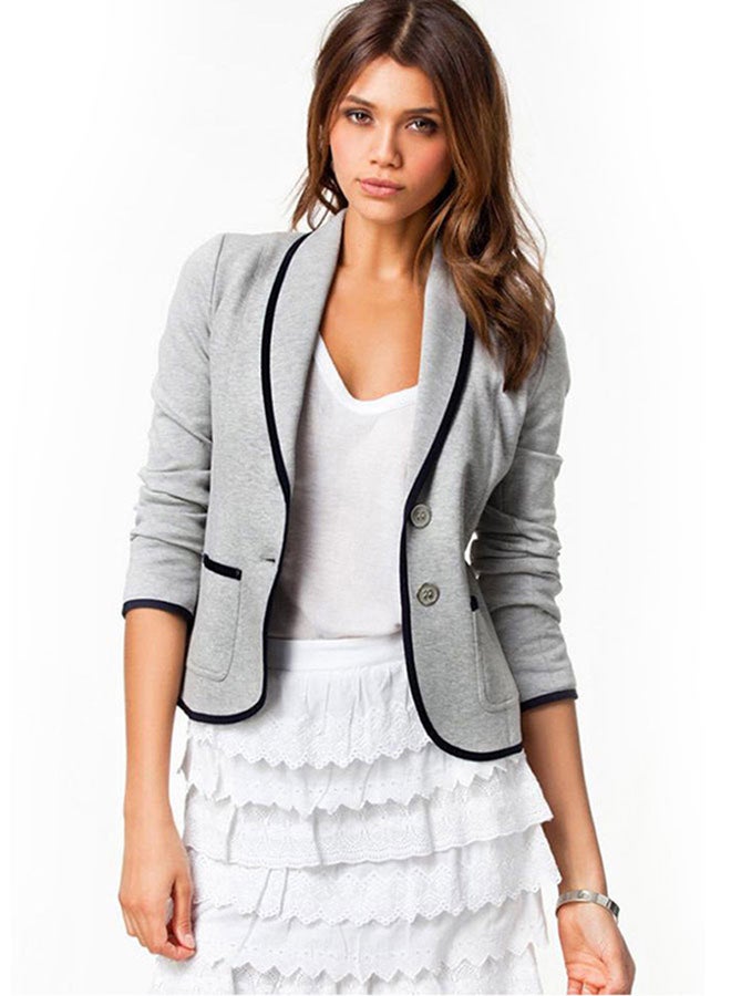 Slim Style Short Jacket Grey