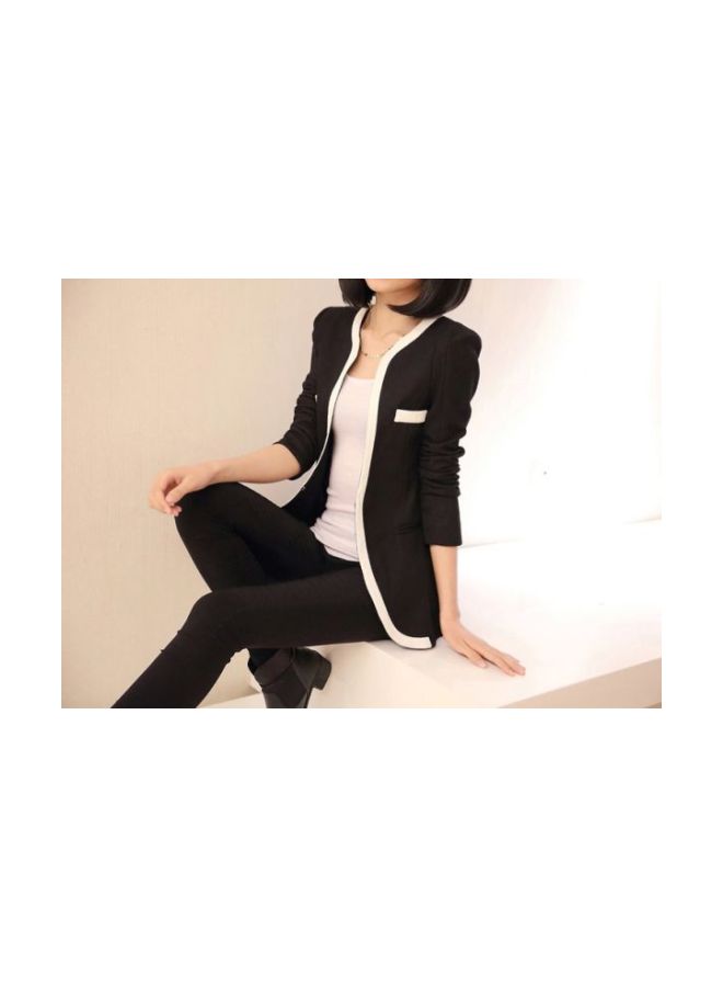 Cotton Long Sleeves Blazer Black/White