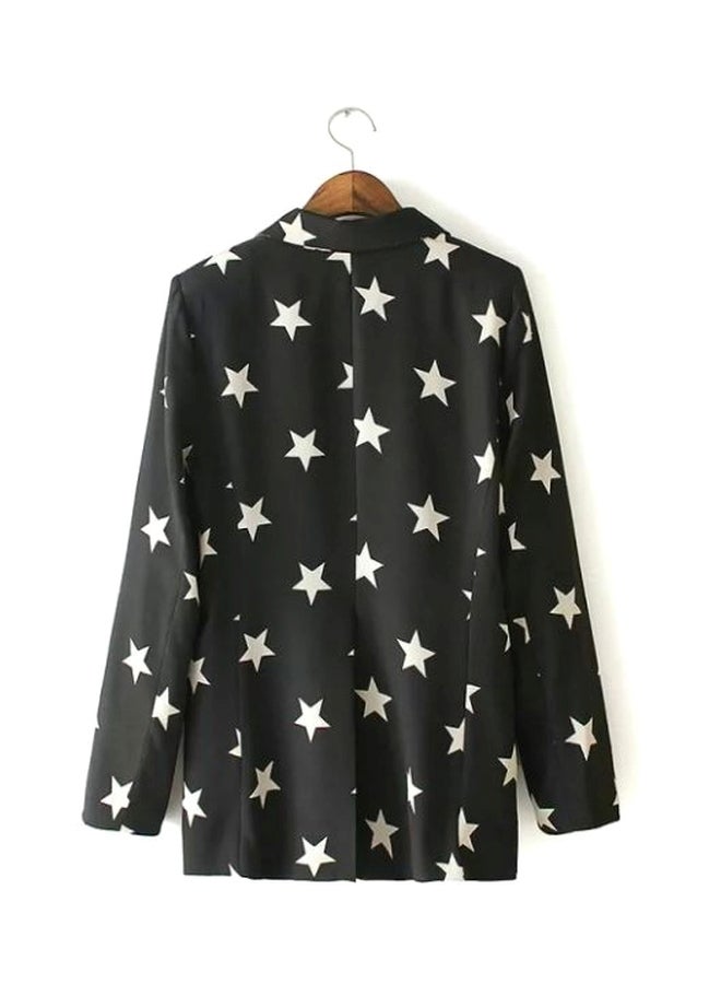 Long Sleeve Polyester Blazer Black/White