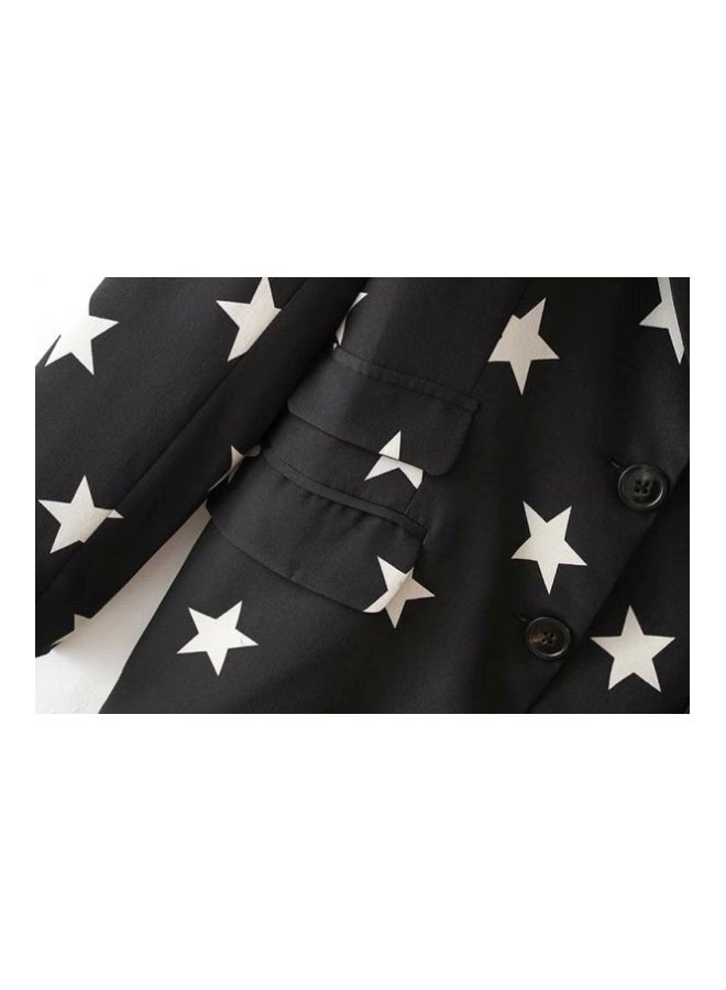 Long Sleeve Polyester Blazer Black/White