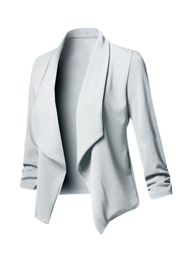 Long Sleeves Solid Blazer Light Grey