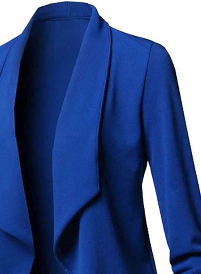 Solid Asymmetrical Open Front Blazer Royal Blue