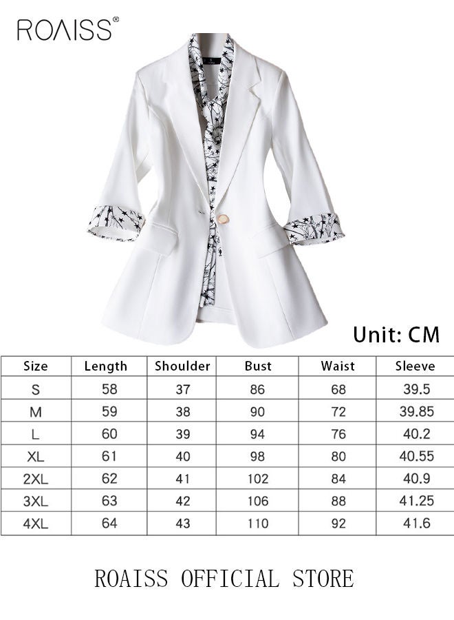 Women's White Suits with Scarf Long Sleeve Blazer Office Women's Wear Thin Casual Design Women's Blazers Lapel Long Sleeve Button Casual Business Jacket