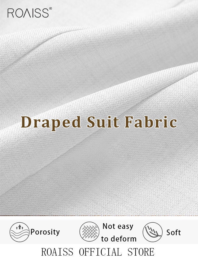 Women's White Suits with Scarf Long Sleeve Blazer Office Women's Wear Thin Casual Design Women's Blazers Lapel Long Sleeve Button Casual Business Jacket
