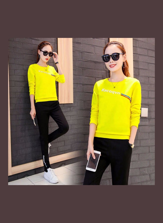 Printed Polyester T-Shirt Yellow