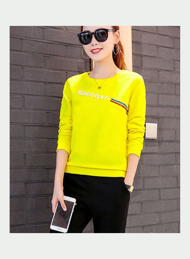 Printed Polyester T-Shirt Yellow