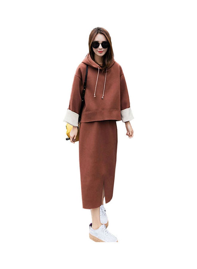 Hoodie Loose Straight Top Caramel