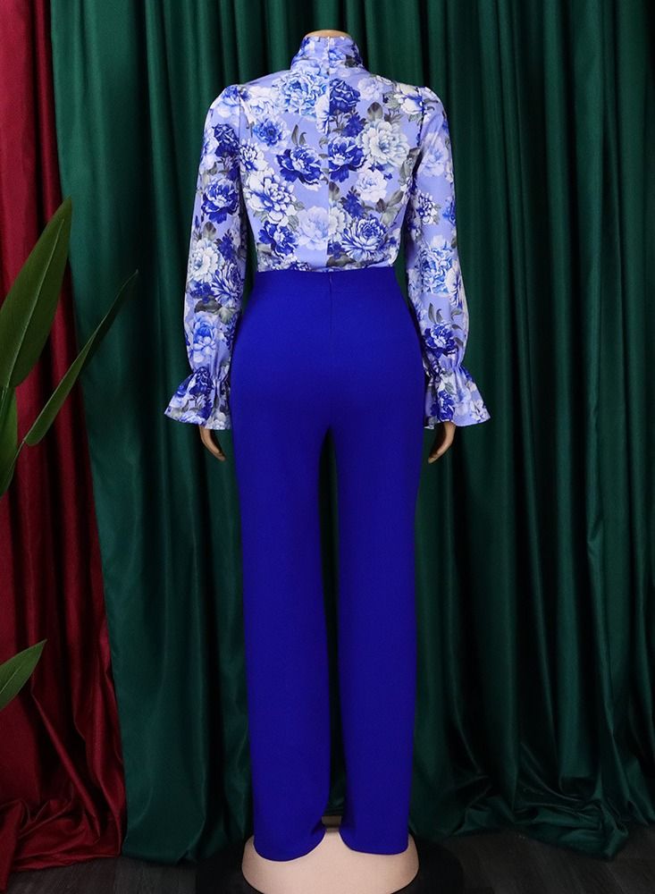 Women's Suit Loose Oversize Casual Printed Long sleeve Shirt And Wide Leg Pants