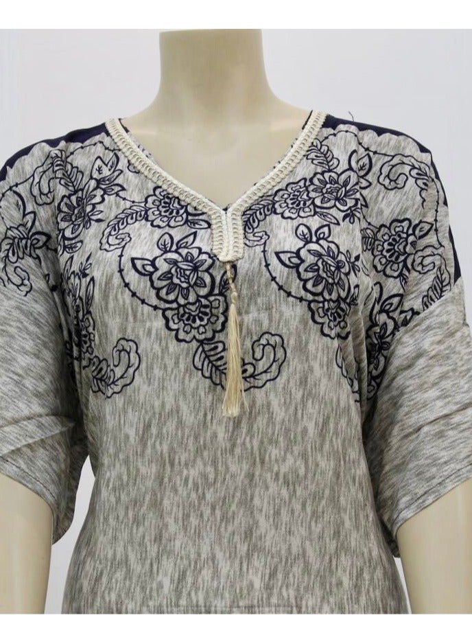 cotton Embellished Crew Neck Jalabiya