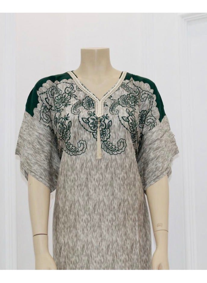 cotton Embellished Crew Neck Jalabiya