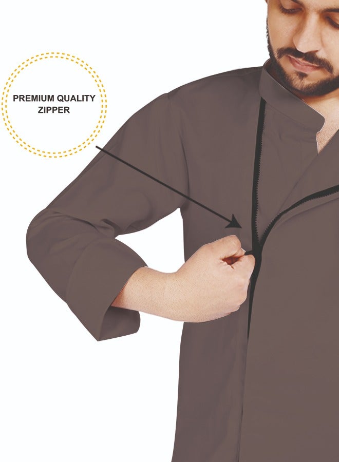 Men's Chef Coat Zipper Closure Made With Breathable Cotton