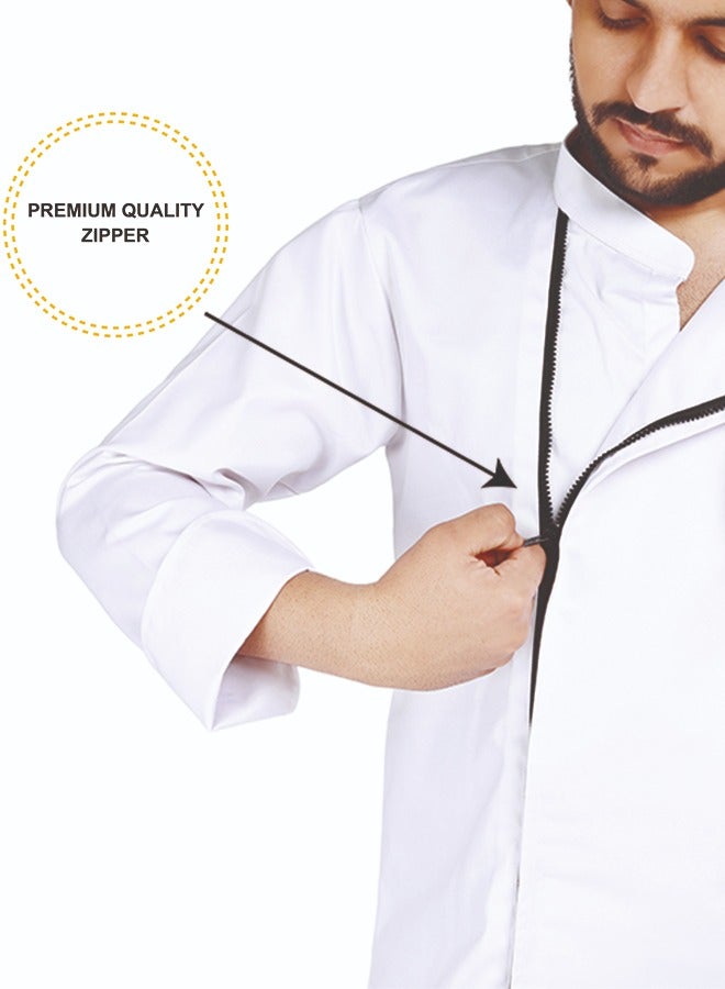 Men's Chef Coat Zipper Closure Made With Breathable Cotton