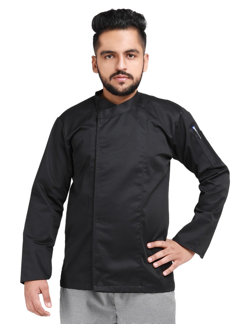 Men's Chef Coat Zipper Closure Made With Breathable Cotton And Polyester