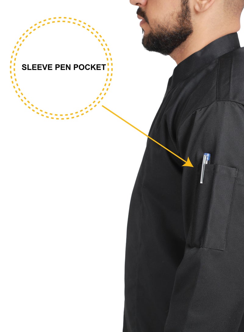 Men's Chef Coat Zipper Closure Made With Breathable Cotton And Polyester