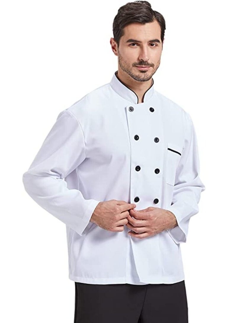 Chef Jacket Chef Uniform For Men Long Coat Short Kitchen Uniform Cooking Long Sleeve Double Breasted Workwear White