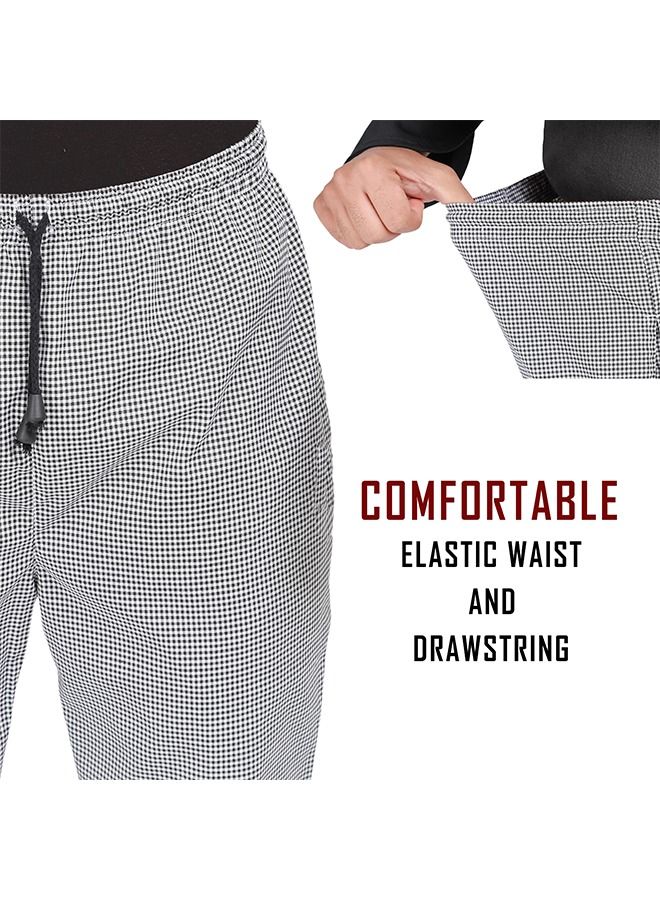 Chef Trousers | Unisex Chef Pants with Elastic Waist & Drawstring | Kitchen Uniform for Men & Women Both