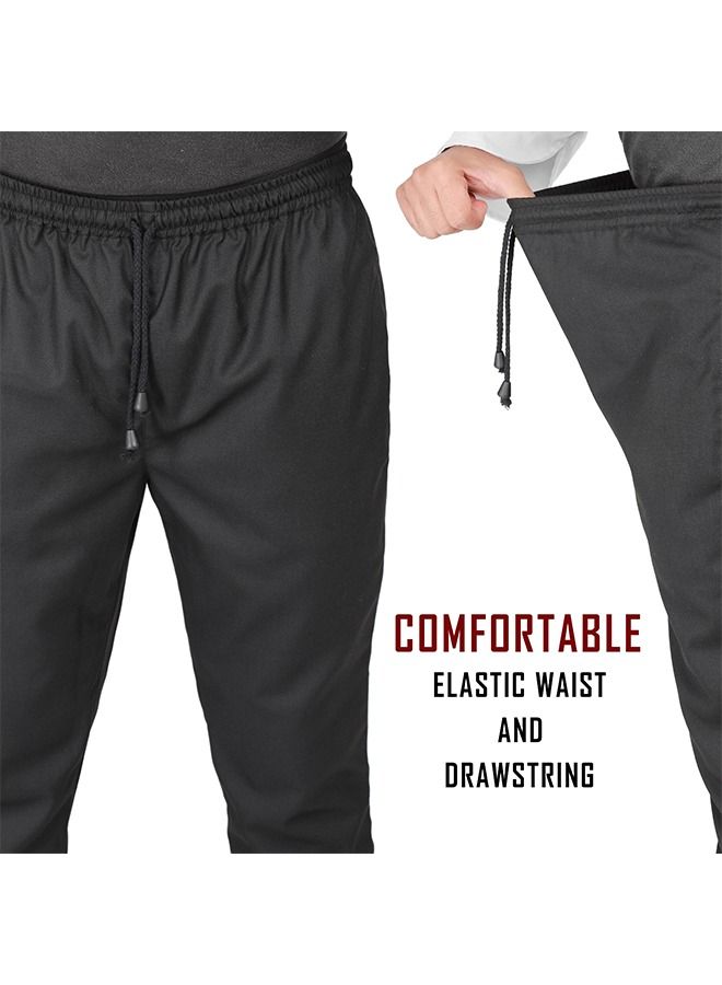 Chef Trousers Unisex Chef Pants with Elastic Waist & Drawstring