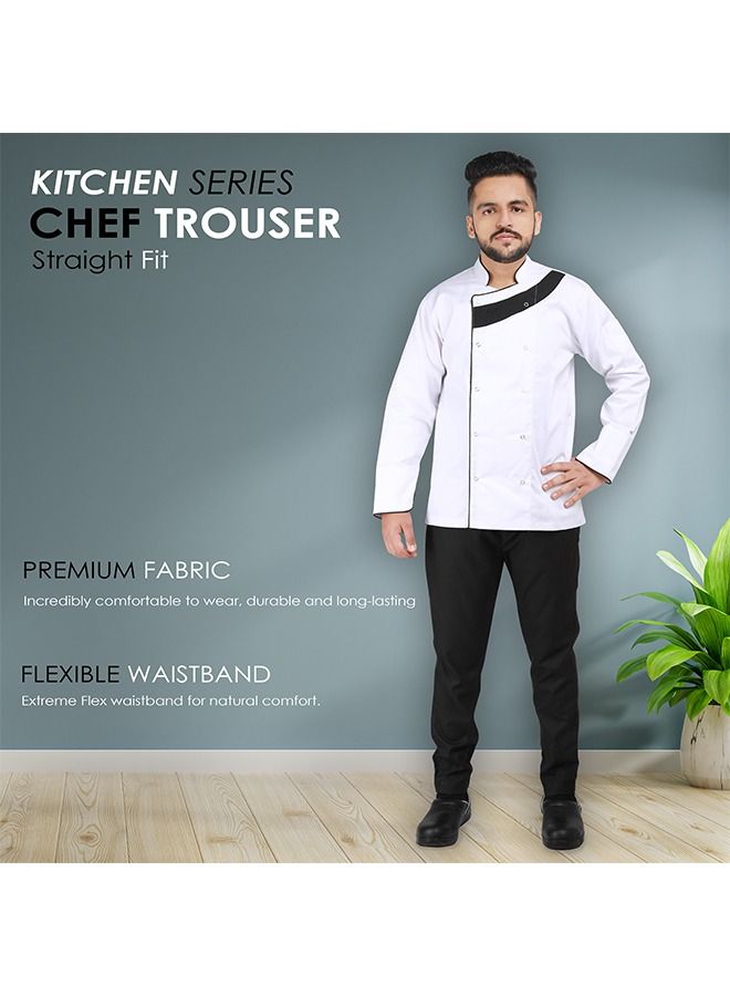 Chef Trousers Unisex Chef Pants with Elastic Waist & Drawstring