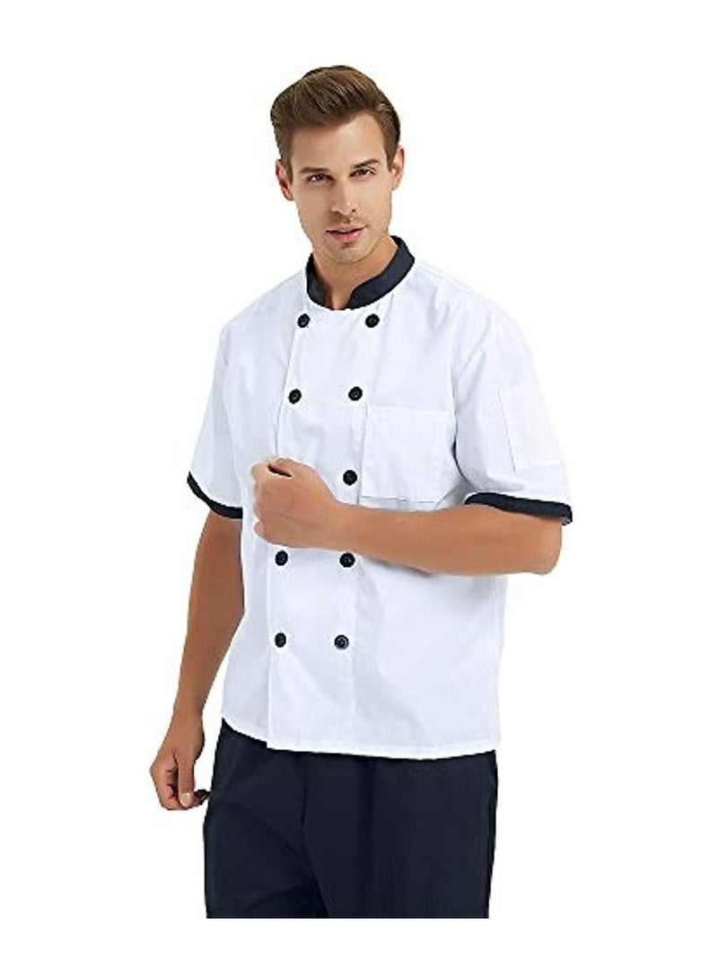 Short Sleeve Chef Jacket Chiffon White