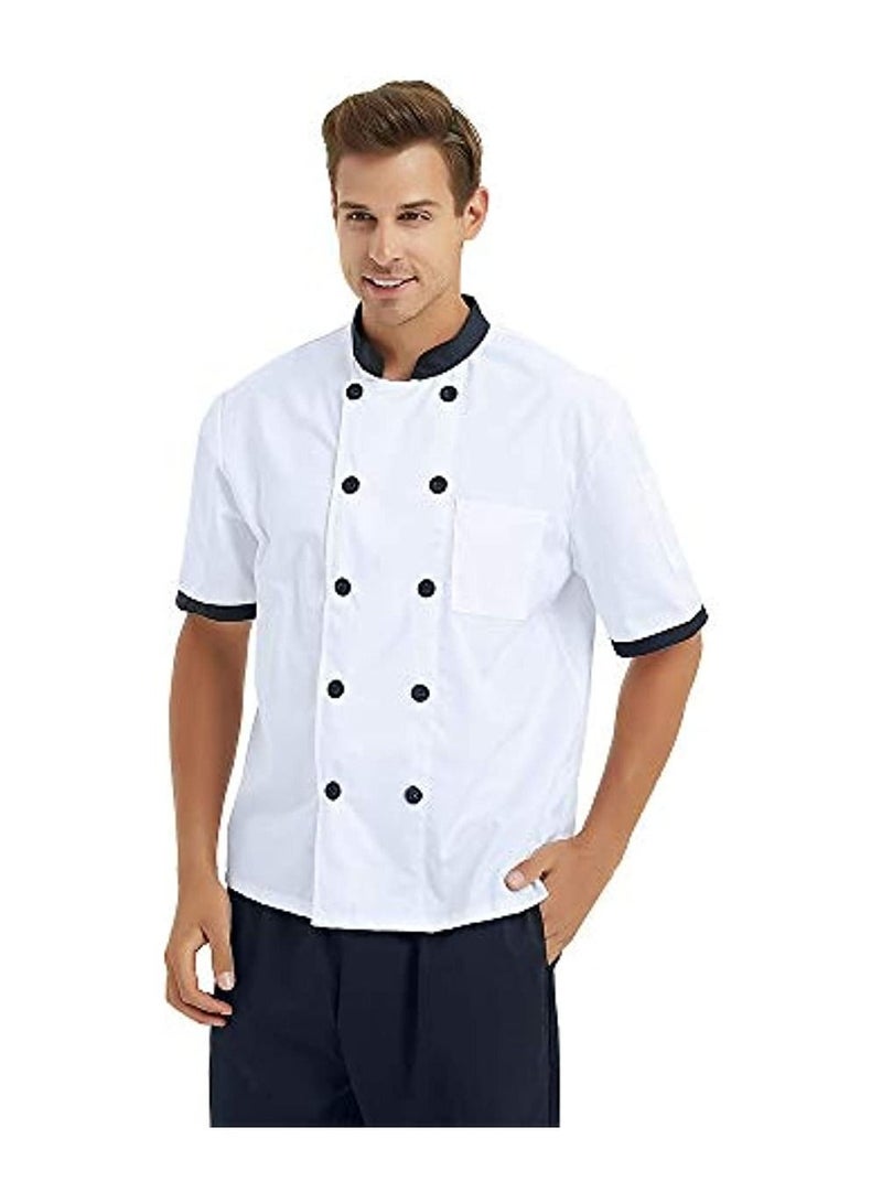 Short Sleeve Chef Jacket Chiffon White