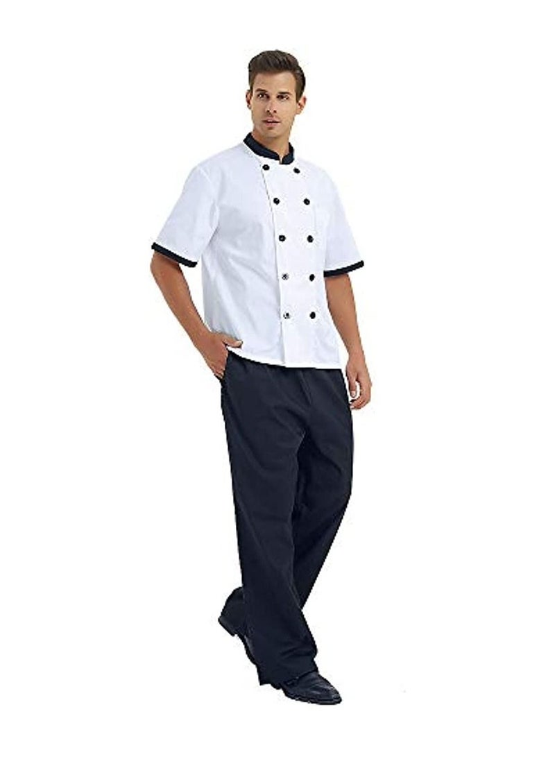 Short Sleeve Chef Jacket Chiffon White