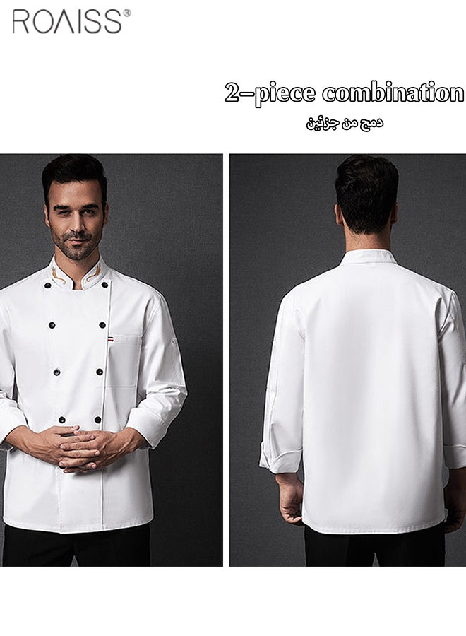 Fashionable Uniforms Spring Fall Kitchen Uniform Long Sleeve in Breathable Polyester Fabric, Chef Workwear Decent Tailoring