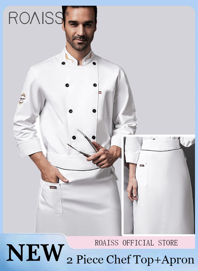 Fashionable Uniforms Spring Fall Kitchen Uniform Long Sleeve in Breathable Polyester Fabric, Chef Workwear Decent Tailoring