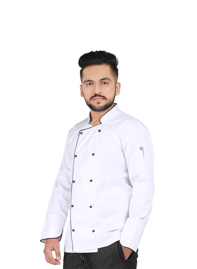 Chef jacket coat with black pearl buttons, breathable cotton, washable and wearable, durable