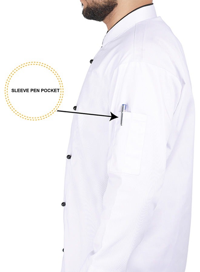 Chef jacket coat with black pearl buttons, breathable cotton, washable and wearable, durable