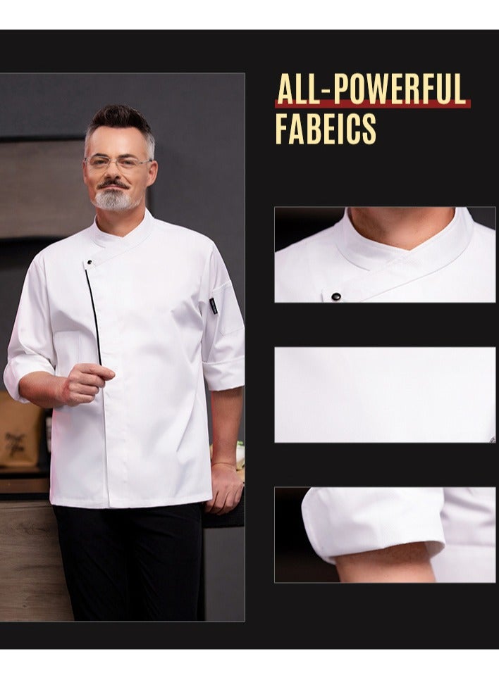 Restaurant Chef Uniform Kitchen Work Clothes 7-Point Sleeve Top