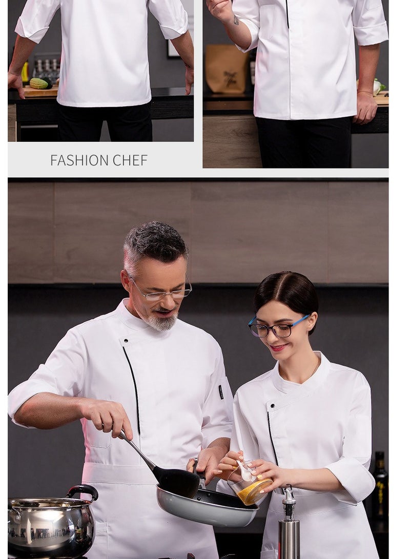 Restaurant Chef Uniform Kitchen Work Clothes 7-Point Sleeve Top