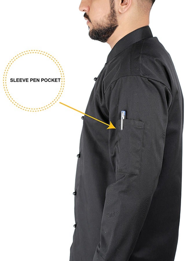 Chef jacket coat with black pearl buttons breathable cotton washable and wearable durable