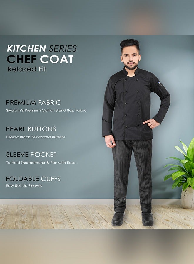 Chef jacket coat with black pearl buttons breathable cotton washable and wearable durable