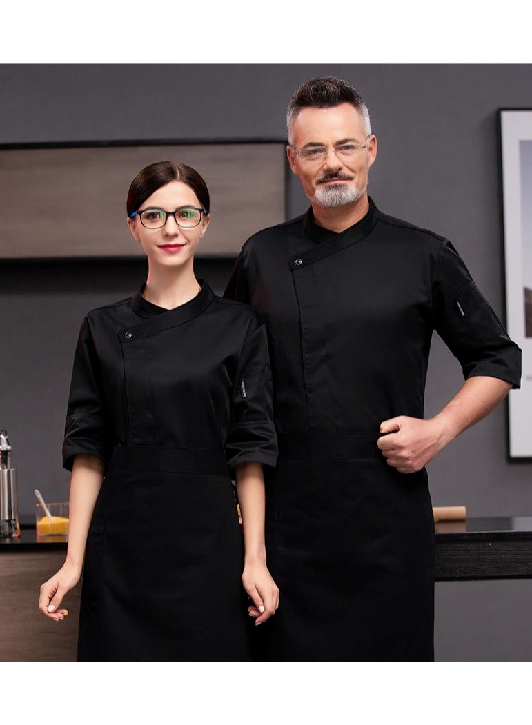 Restaurant Chef Uniform Kitchen Work Clothes 7-Point Sleeve Top