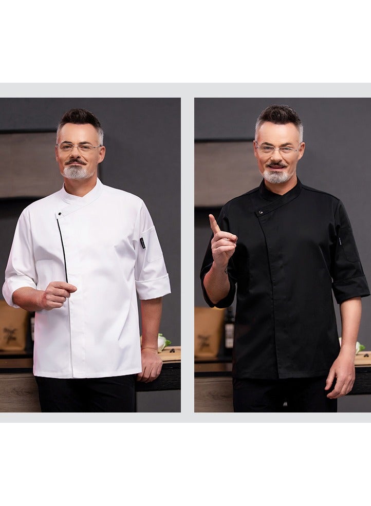 Restaurant Chef Uniform Kitchen Work Clothes 7-Point Sleeve Top
