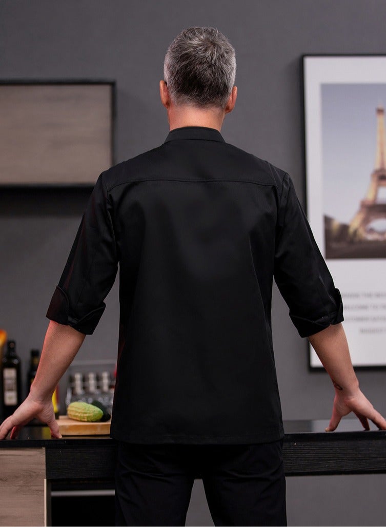 Restaurant Chef Uniform Kitchen Work Clothes 7-Point Sleeve Top