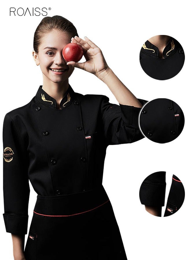 Fashionable Uniforms Spring Fall Kitchen Uniform Long Sleeve in Breathable Polyester Fabric, Chef Workwear Decent Tailoring