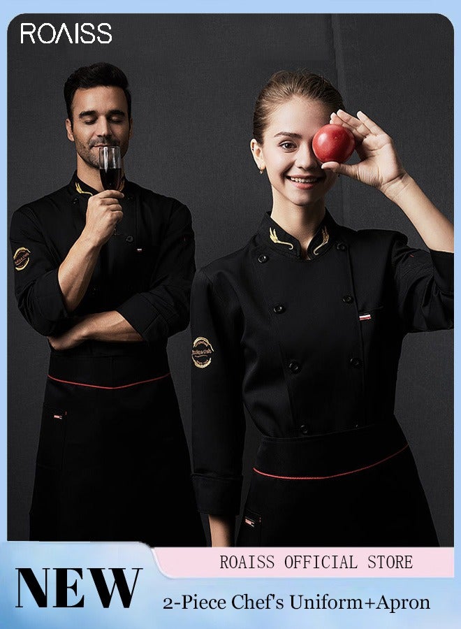 Fashionable Uniforms Spring Fall Kitchen Uniform Long Sleeve in Breathable Polyester Fabric, Chef Workwear Decent Tailoring