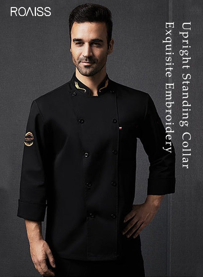 Fashionable Uniforms Spring Fall Kitchen Uniform Long Sleeve in Breathable Polyester Fabric, Chef Workwear Decent Tailoring