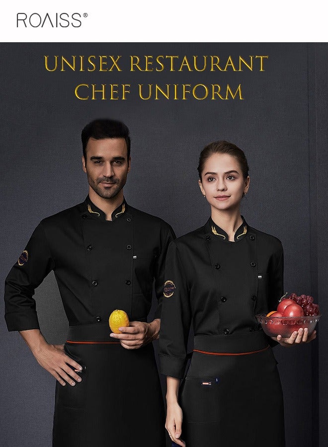 Fashionable Uniforms Spring Fall Kitchen Uniform Long Sleeve in Breathable Polyester Fabric, Chef Workwear Decent Tailoring