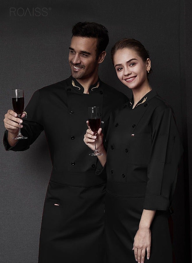 Fashionable Uniforms Spring Fall Kitchen Uniform Long Sleeve in Breathable Polyester Fabric, Chef Workwear Decent Tailoring