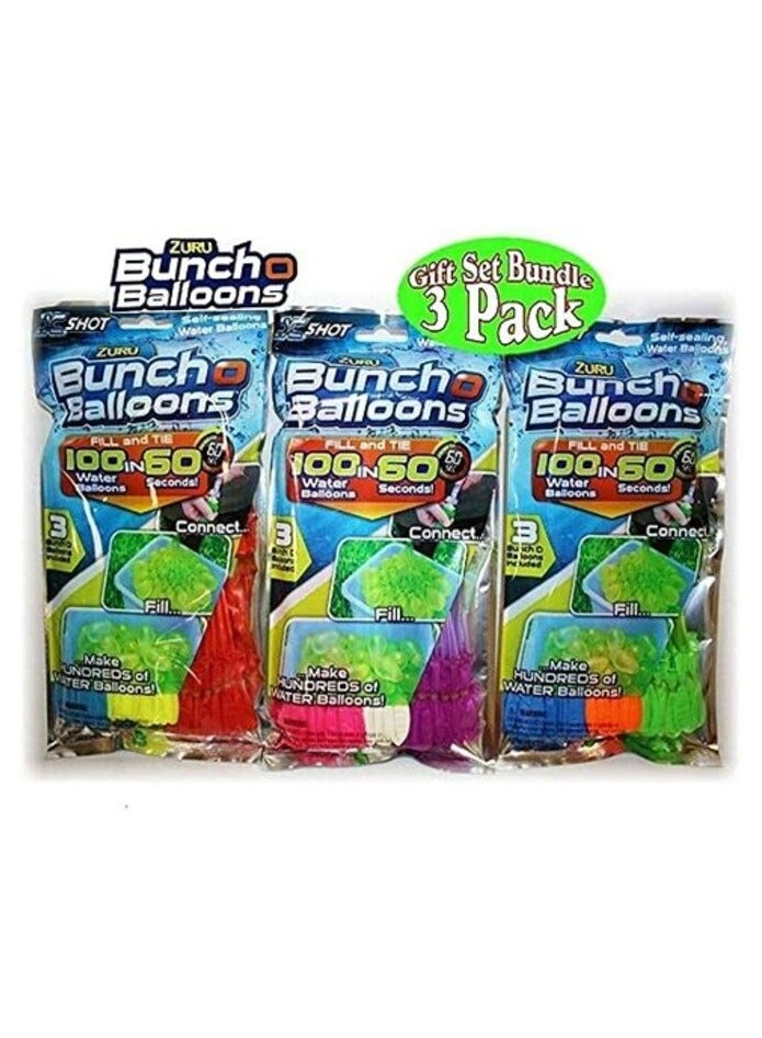 Bunch O Balloons - Zuru Bunch O Balloons Instant 100 Self-Sealing Water Balloons Complete Gift Set Bundle, 3 Piece (300 Balloons Total)