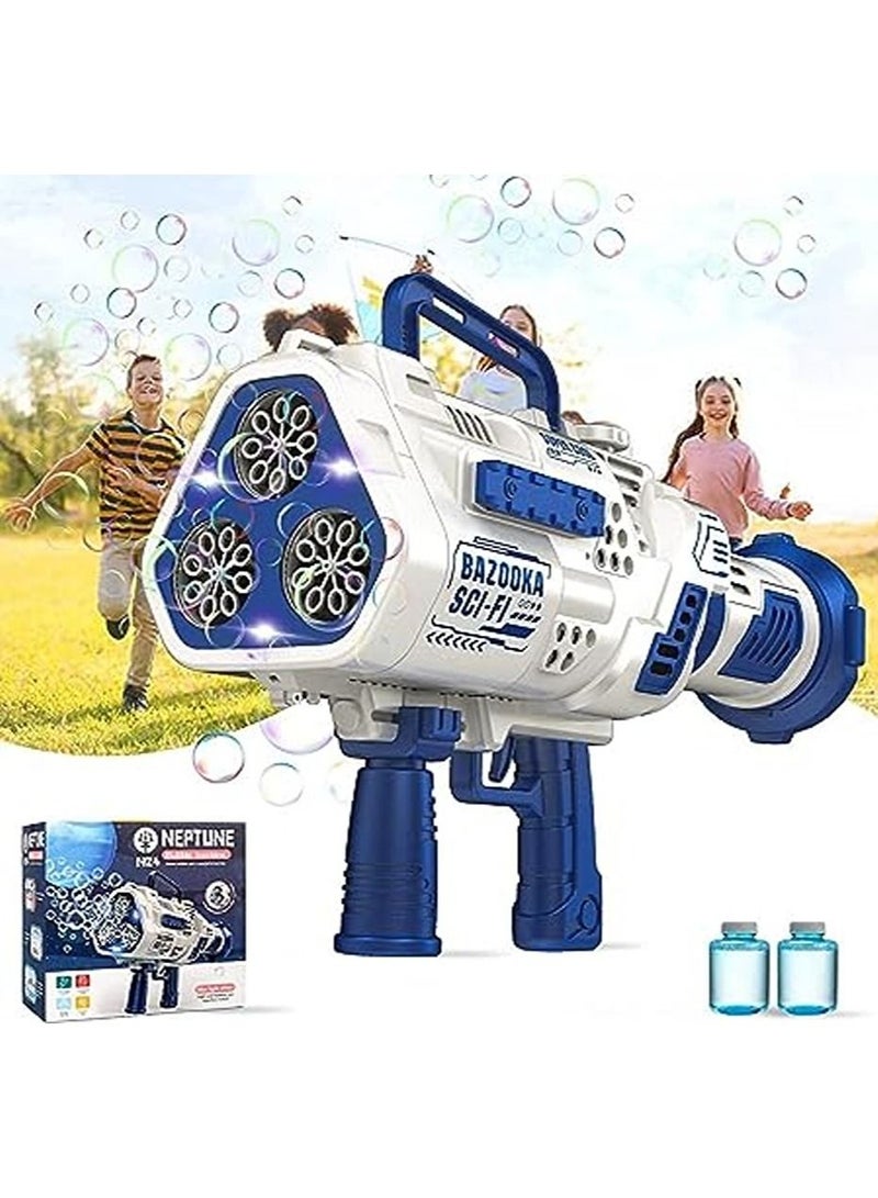 Bubble Gun Machine- 24 Hole LED Lights- Attachable Bubble Solution- Rechargeable- Bubble Maker for Parties- Weddings- Indoor & Outdoor Play