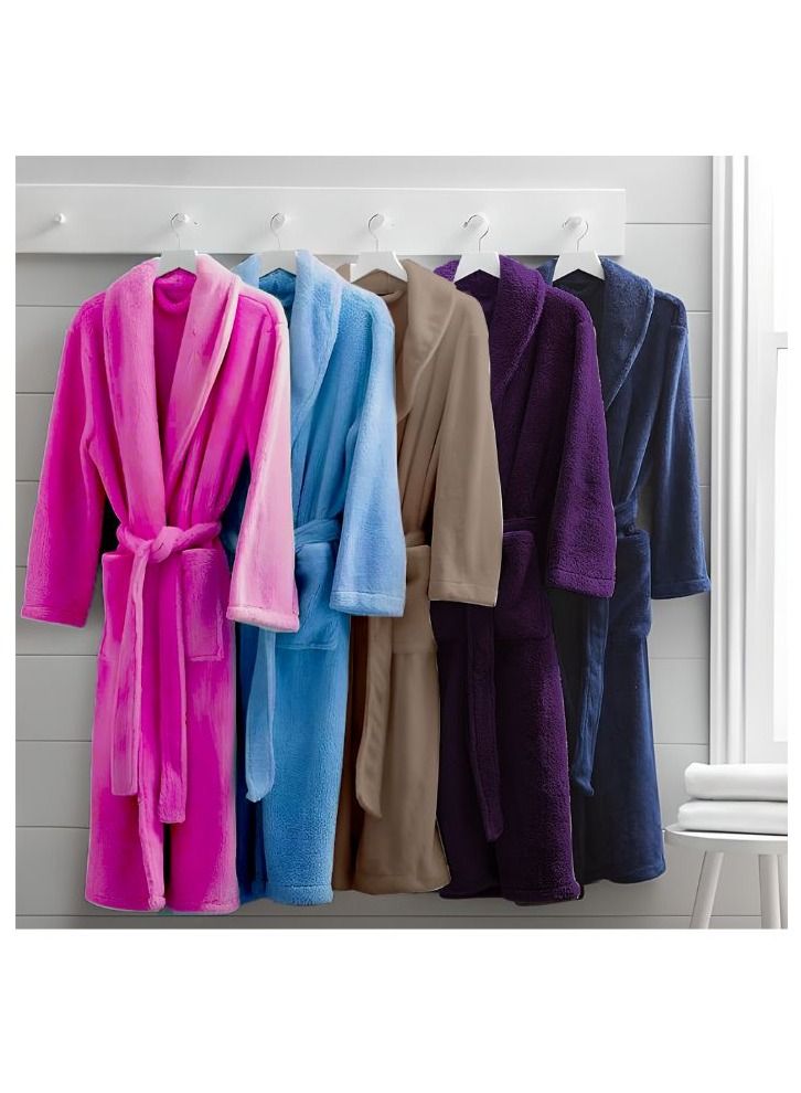 Daffodil (Light Blue) Premium Unisex Bathrobe, 100% Terry Cotton, Highly Absorbent and Quick dry, Hotel and Spa Quality Bathrobe for Men and Women-400 GSM