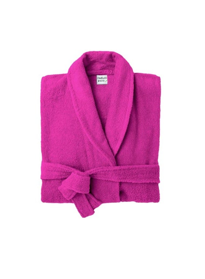 Daffodil(Fuchsia Pink) Premium Unisex Bathrobe, Terry Cotton, Highly Absorbent and Quick dry, Hotel and Spa Quality Bathrobe for Men and Women-400Gsm